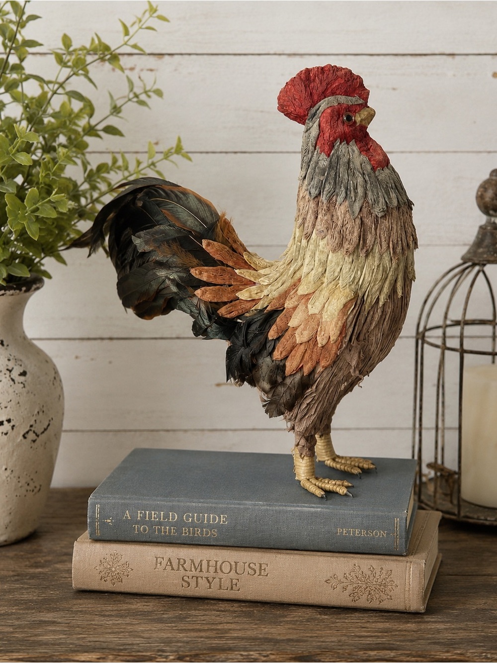 Hand Crafted Multicolor Rooster Accent Figurine